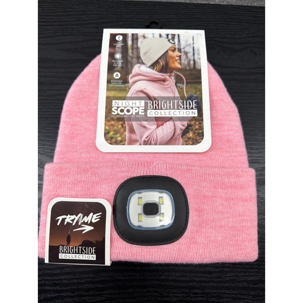 Night Scope Women's Brightside LED Beanie Rechargeable Pink Knit Hat‎